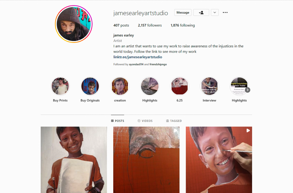 James Earley Instagram account screenshot 