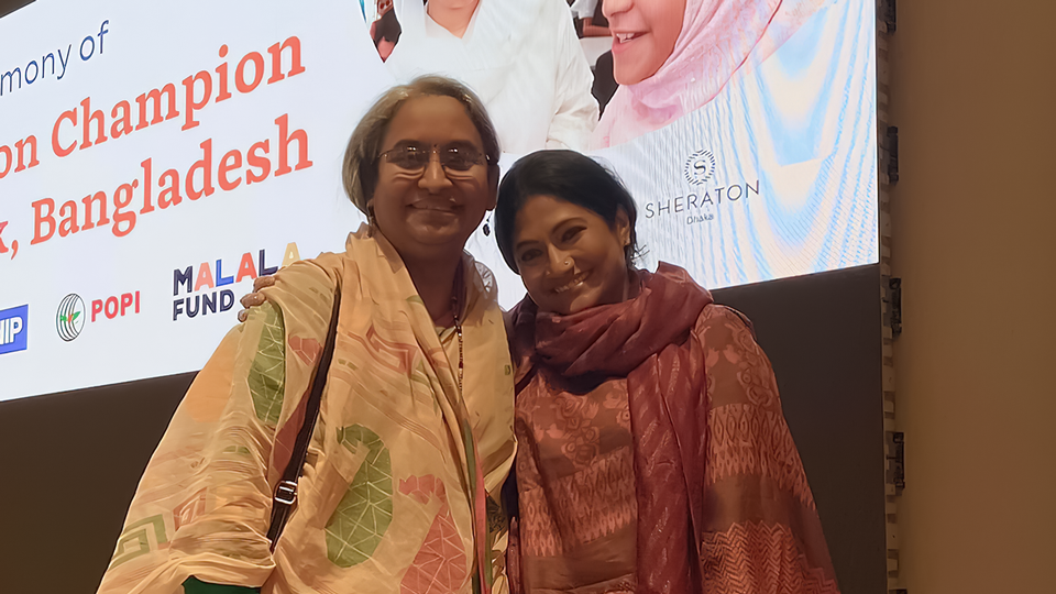 Dipu Moni and Runa Khan at Champion for Education inaugeration programme in Dhaka, Bangladesh to adovacate girls education