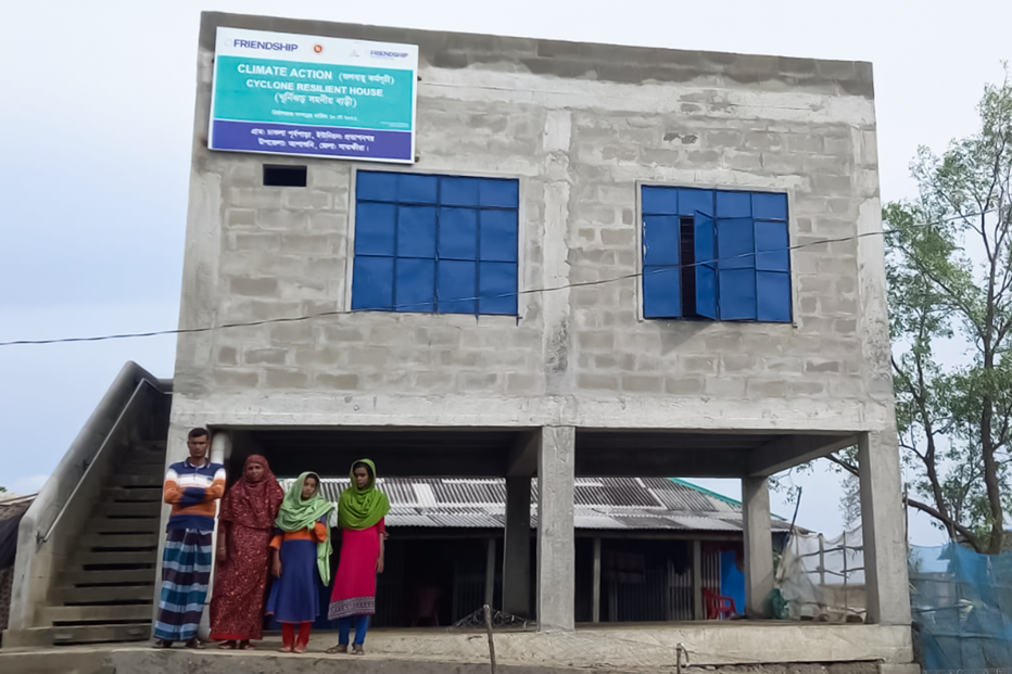 Tenants of a Friendship cyclone resilient house in Patuakhali