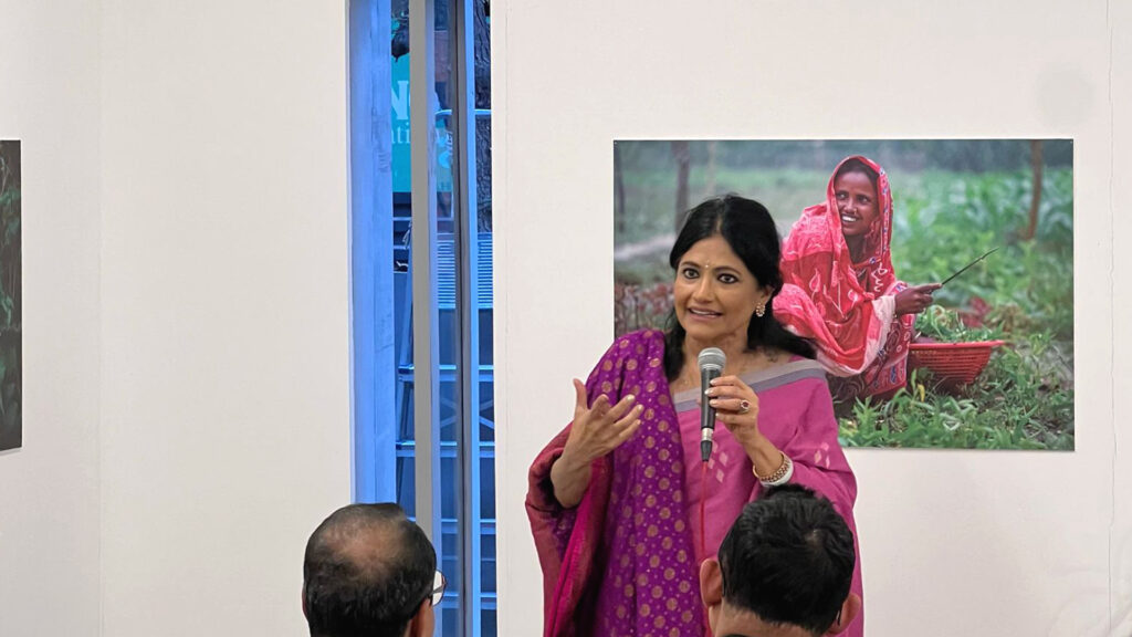Friendship founder Runa Khan addressed the attendees during the opening of the International Women's Day exhibition on March 6