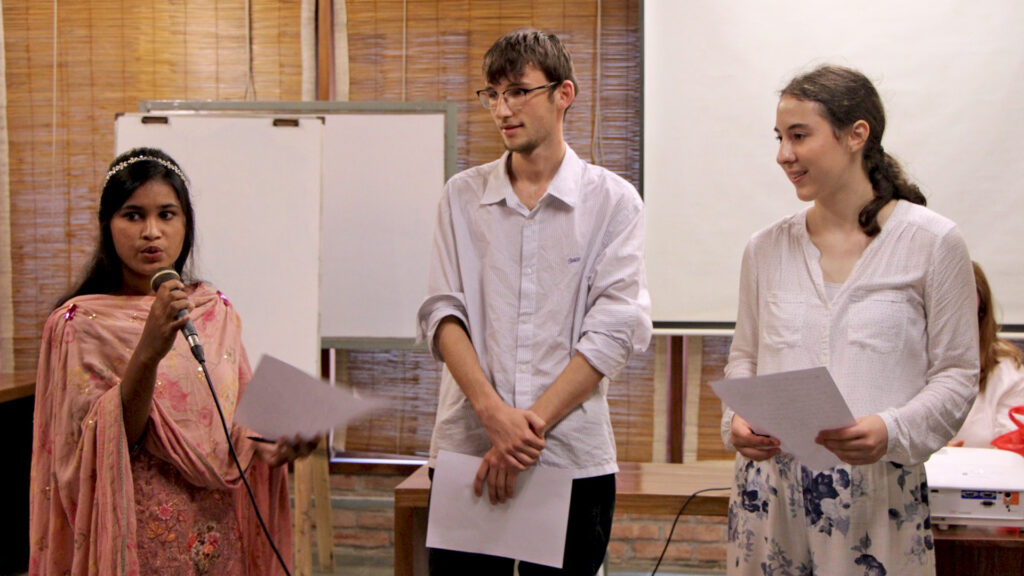 The Luxembourg students attended group sessions at the Friendship Centre in Gaibandha. © Bishal Akash/Friendship